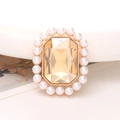 Macro-opname van champagne rechthoekige edelsteen-accessoire met parelrand en goud - Champagne Edelsteen Stijl (D2002)