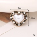 Ciondolo scarpe a cuore retrò oro con perla bianca e cristalli, misura 2cm - Stile Fibbia per Scarpe Trasparente / Stile Cuore Perla Strass (C465)