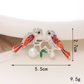 Enameled twin bird brooch with crystals and pearls, measuring 5.5cm by 2.7cm - Alloy / D1283 Small Bird (Silver Base)