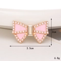 Pink bow accessory with pearls and rectangle crystal for DIY crafts and shoes - Pink