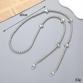Beaded crossbody phone chain with silver heart accents and lobster clasp, 60cm length - Crossbody Bag / K2586-6 Silver Hearts