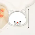Detalle de espejo de maquillaje de oso con pedrería para funda de móvil diy, tamaño 5,5cm - Espejo de Oso (D1380) / Plateado