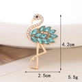 Detailed blue crystal flamingo shoe charm with gold plating and white rhinestones - Alloy / D1607 Blue