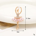 Eleganter Ballerina-Anstecker aus Gold mit rosa Steinen und Perle, 5,5 cm Höhe - Balletttänzerin Rosa Stil / Rosa