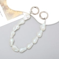 Baroque style iridescent beaded charm chain with silver metal spring rings for bags - Iridescent Pearly Irregular Style / Holographic
