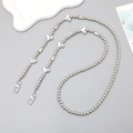 Silver beaded chain with heart and bear charms, featuring metal lobster clasps for phones - Heart Bear Style
