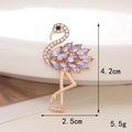 Pink flamingo charm with gold plating and purple crystals for accessories, 4.2cm height - Alloy / D1610 Purple