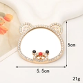 Simpatico specchio portatile a forma di orso con strass lucidi e orecchie di perle - Specchio Orso (D1379) / Oro