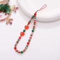 Cordino da polso per cellulare di Natale con perline Heishi rosse verdi e omino di pan - Stile Catena per Cellulare Cuore in Pasta Polimerica (K1438)