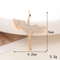 Golden crane brooch accessory with white rhinestones measuring 5cm in height - Alloy / D1622 Crane (Gold)