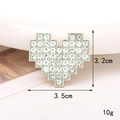 Ciondolo a forma di cuore pixel con strass in lega per accessori per scarpe DIY - Cuore Pieno Strass (Argento) (D1671)