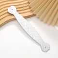 Silver faux leather heart strap accessory with diamond grid pattern and bone-shaped ends - Silver