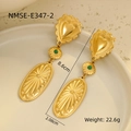 Detail view of Bohemian long drop earrings showing 8.6cm length and gold texture - 18K Gold / Gold with Green Beads