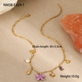 Collana dorata con conchiglie marine e ciondolo a stella marina viola con pietre - Collana Stella Marina Viola (NMSN-E429-1) / Oro 18K