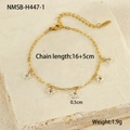 Detail of gold beaded flower bracelet with lobster clasp and adjustable chain - White Flower Bracelet (NMSB-H447-1) / White
