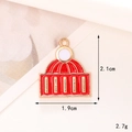 Red enamel zinc alloy pendant with gold plating, measuring 1.9cm wide and 2.1cm high - Hat Style (D2834)