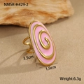 Detail view of pink enamel spiral ring with golden texture and dimensions 3.5cm by 1.9cm - Pink Ring