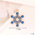 Golden zinc alloy snowflake pendant with dark blue enamel for DIY jewelry making - Snowflake No.5 Style (D2839)