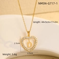 Detailed view of gold heart pendant with letter D and cubic zirconia setting measurement - 18K Gold / Letter D (NMSN-G717-1)