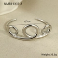 Detail view of silver stainless steel multi-layer cross-line bangle with 6.7cm diameter - Steel Color Circle Style (NMSB-E437-2) / 18K Gold