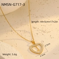 Macro shot of 18K gold plated heart pendant with zircon frame and letter J detail - 18K Gold / Letter J (NMSN-G717-3)