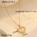 Detailed size view of a 18K gold plated heart pendant with letter L and zircon border - 18K Gold / Letter L (NMSN-G718-4)