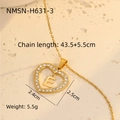 Detail view of gold heart pendant with letter E showing dimensions 2.4cm x 2.5cm - 18K Gold / Letter E (NMSN-H631-3)