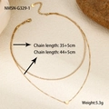 Collar de doble capa chapado en oro de 18K con colgante de corazón y detalles de las medidas - Estilo Corazón de Circonia de Doble Capa Dorado (NMSN-G329-1) / 35+5cm/44+5cm