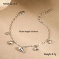 Detail view of silver stainless steel butterfly charm bracelet with 16+4cm chain length - 18K Gold / Steel Color Fish Style (NMSB-G323-2)