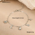 Silver stainless steel bracelet with butterfly and star charms including length and weight info - 18K Gold / Steel Color Rose Style (NMSB-G324-2)