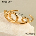 Polished 18K gold-plated stainless steel knot bangle with 6.7cm diameter and 33.6g weight - Spiral Intertwined Style (NMSB-E437-1) / 18K Gold