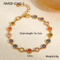 Specificaties van vergulde armband met gekleurde zirkonia en een lengte van 16+3 cm - Goud Meerkleurig Zirkon (NMSB-G342-1)