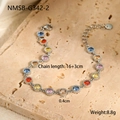 Macro-opname van de gekleurde zirkoon armband met 16+3cm lengte en 0,4cm steengrootte - Zilver Meerkleurig Zirkon (NMSB-G342-2)