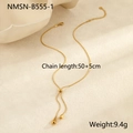 Vue détaillée du collier pendentif goutte plaqué or avec spécifications de chaîne 50+5 cm - Collier en Y Ajustable Larme Dorée (NMSN-B555-1)