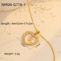 Gold heart initial necklace letter R with zircon stones and stainless steel chain - 18K Gold / Letter R (NMSN-G718-1)