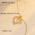 Golden 18K heart necklace with letter H and sparkling cubic zirconia stones - 18K Gold / Letter H (NMSN-G718-2)