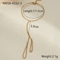 Dettaglio del bracciale ad anello in acciaio dorato con specifiche su lunghezza e peso - Catena Sottile Minimalista Oro (NMSB-K252-3)