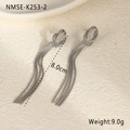 Silver knot tassel earrings with multi-strand chains, 8cm long and 9g weight detail - 18K Gold / Silver Knot Tassel Style (NMSE-K253-2)