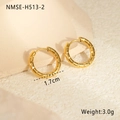 Details zu 1,7cm goldenen Creolen mit geometrischer Diamantstruktur und Gravur - Goldenes Abstandsmuster