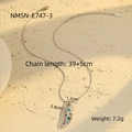 Macro shot of colorful zircon horn pendant with chain dimensions and weight details - Steel Multicolored Zirconia
