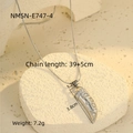Detailed close-up of a silver-tone horn pendant with sparkling cubic zirconia on a stone base - Steel White Zirconia