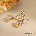 Detailed macro view of spiral two-tone gold and silver ring with round metal beads - One Size / Gold Silver Two-tone Spiral Three-layer Style (NMSR-K239-1)