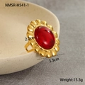 Detailansicht der Ringgröße für großen ovalen Achat-Ring in Gold mit Abmessungen - Roter Rubin Vintage Blütenblatt Statement Ring (NMSR-H541-1)
