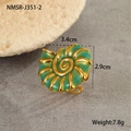 Macro shot of gold-plated conch ring with green enamel and 3.4cm dimension detail - 18K Gold / Green Conch Ring (NMSR-J351-2)