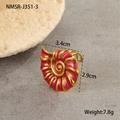 Detailed view of ocean style spiral shell ring with purple enamel and 18K gold plating - 18K Gold / Purple Conch Ring (NMSR-J351-3)