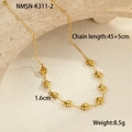 Vue détaillée du collier plaqué or 18 carats avec pendentifs coquillages et dimensions - Conque Collier Doré (NMSN-K311-2) / Or 18 carats