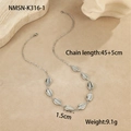 Vue détaillée du collier pendentif étoile de mer et coquillage de 45+5 cm - Style Coquillage Lèvre (NMSN-K316-1)