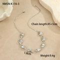 Détail du collier à pendentifs coquillages argentés avec chaîne de 45cm et rallonge - Style Coquille Longue (NMSN-K316-3)