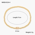 Detailed specs of gold beaded bracelet with zircon inlay showing 17cm length and 5.7g weight - October Light Pink