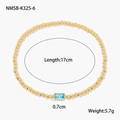Détail du bracelet de 17cm avec zircon bleu rectangulaire et placage en or 18 carats - Lac Bleu De Décembre